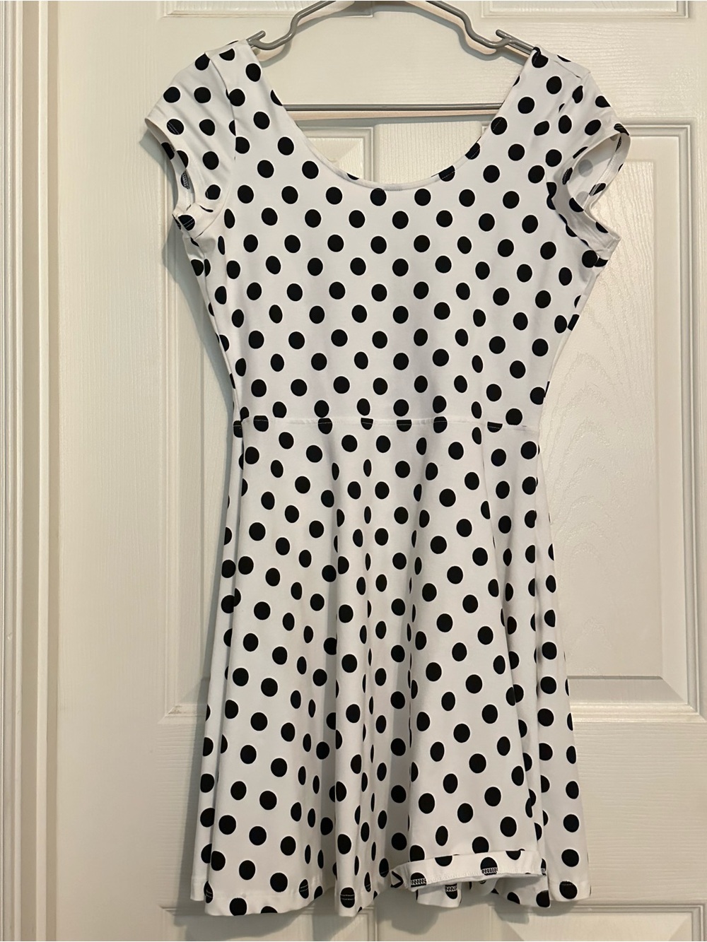 Guess Black and White Polka Dot Fit-and-Flare Mini Dress